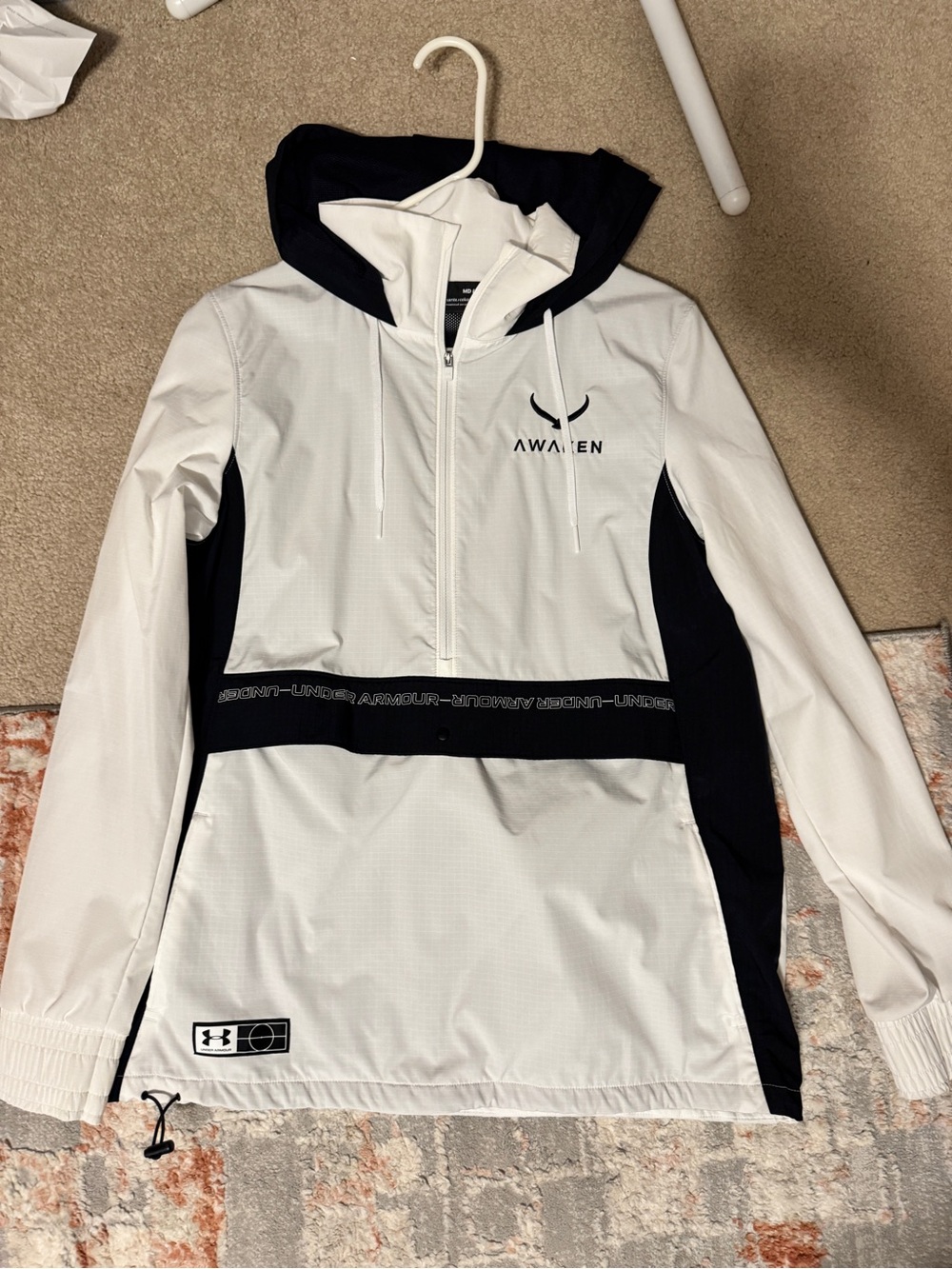 Under Armour White and Black Women's Hooded Bomber Anorak